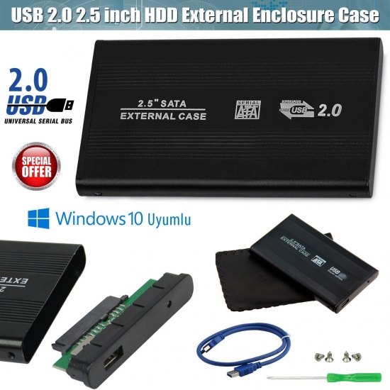 LineOn 2.5 inç Harici HDD Kutusu USB 2.0 Alüminyum