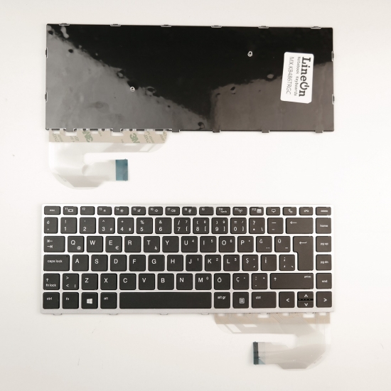 HP EliteBook 846 G5 745 G5 Notebook Klavye Gümüş Çerçeve
