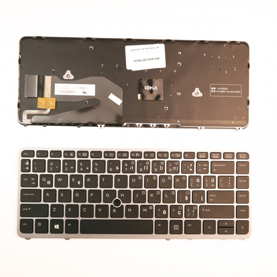 HP 840 G1 , 850 G1 Notebook Klavye Gri Çerçeveli Işıklı Trackpoint