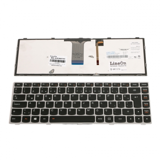 Lenovo 300-14 500-14 500-14ISK Notebook Klavye Gri Çerçeveli Işıklı