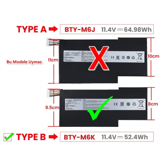 MSI GF75 THIN 10SDR Notebook Batarya Pil