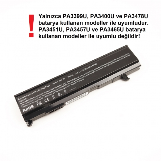 Toshiba PA3478U , PA3400U-1BRS Laptop Batarya Pil